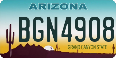 AZ license plate BGN4908
