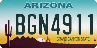AZ license plate BGN4911