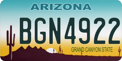 AZ license plate BGN4922