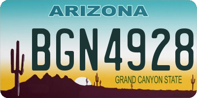 AZ license plate BGN4928