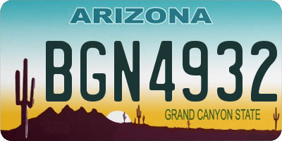 AZ license plate BGN4932