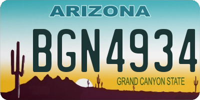 AZ license plate BGN4934