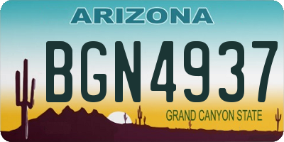 AZ license plate BGN4937