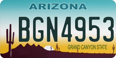 AZ license plate BGN4953