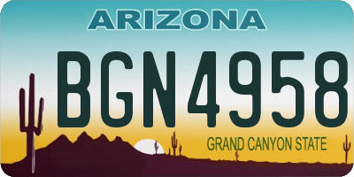 AZ license plate BGN4958