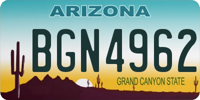 AZ license plate BGN4962