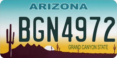 AZ license plate BGN4972