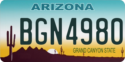 AZ license plate BGN4980