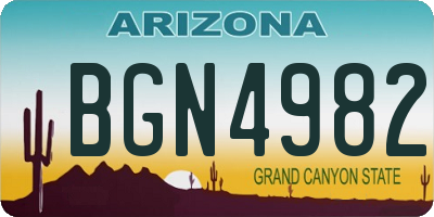 AZ license plate BGN4982