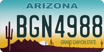 AZ license plate BGN4988