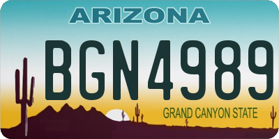 AZ license plate BGN4989