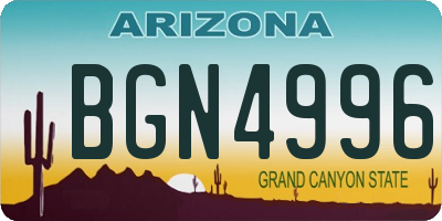 AZ license plate BGN4996