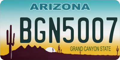 AZ license plate BGN5007