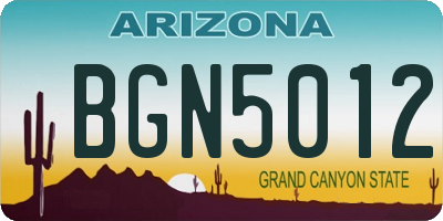 AZ license plate BGN5012