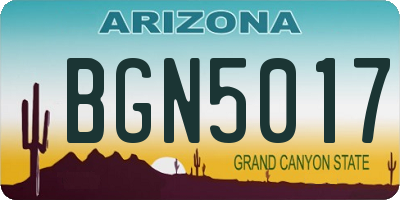 AZ license plate BGN5017