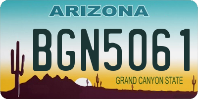 AZ license plate BGN5061