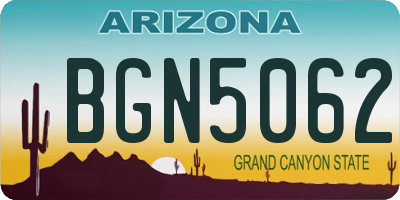 AZ license plate BGN5062