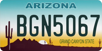 AZ license plate BGN5067