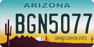 AZ license plate BGN5077