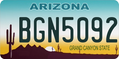 AZ license plate BGN5092