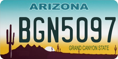 AZ license plate BGN5097
