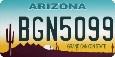 AZ license plate BGN5099