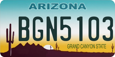 AZ license plate BGN5103