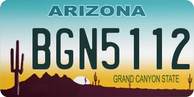 AZ license plate BGN5112