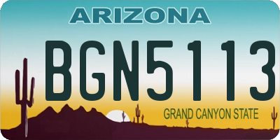 AZ license plate BGN5113
