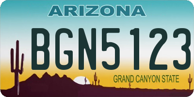 AZ license plate BGN5123