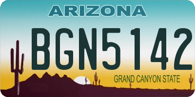 AZ license plate BGN5142