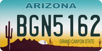 AZ license plate BGN5162