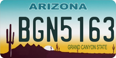 AZ license plate BGN5163