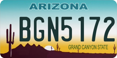 AZ license plate BGN5172