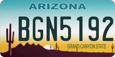 AZ license plate BGN5192