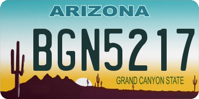 AZ license plate BGN5217