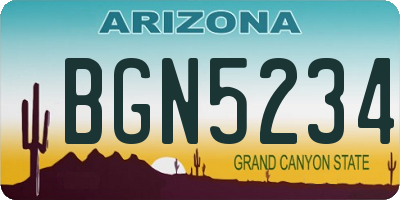 AZ license plate BGN5234