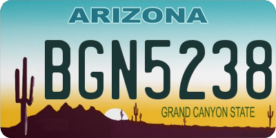 AZ license plate BGN5238