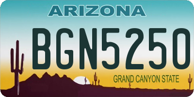 AZ license plate BGN5250