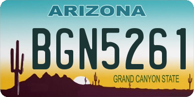 AZ license plate BGN5261