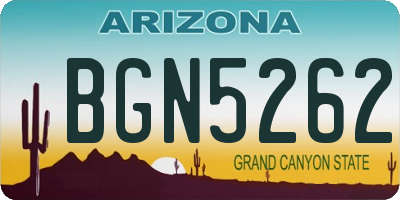 AZ license plate BGN5262