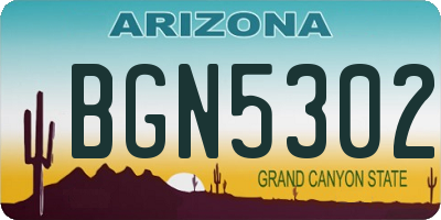 AZ license plate BGN5302