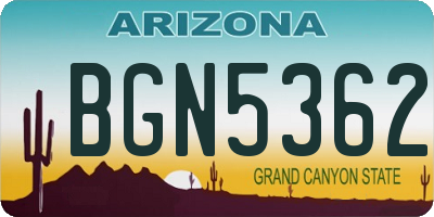 AZ license plate BGN5362