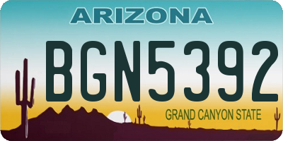 AZ license plate BGN5392