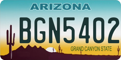 AZ license plate BGN5402