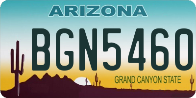AZ license plate BGN5460