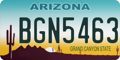 AZ license plate BGN5463