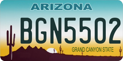 AZ license plate BGN5502