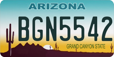 AZ license plate BGN5542