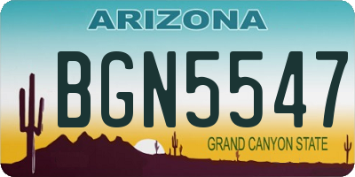 AZ license plate BGN5547
